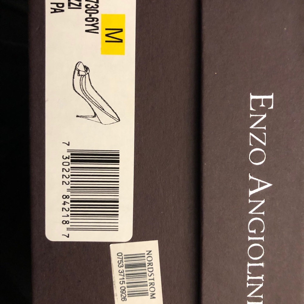 Black Patent Enzo Angiolini Peep Toe Pumps - Picture 3 of 9